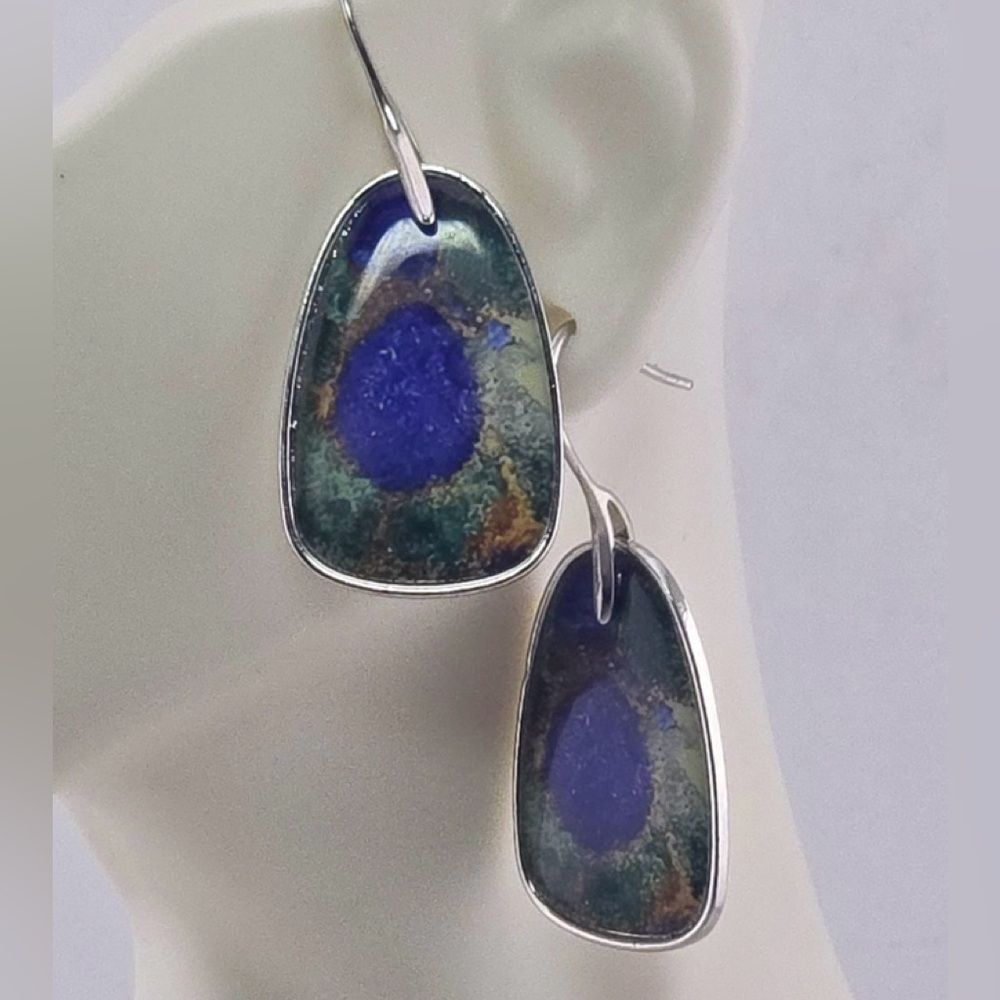 Artistic Blue and Green Drop Earrings